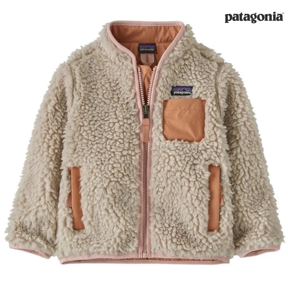 Patagonia Cream and Tan Fleece Jacket